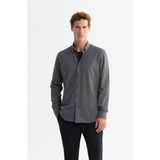 Avva Erkek Lacivert Slim Fit Düğmeli Yaka %100 Pamuk Flanel Gömlek A42Y2002 - XL