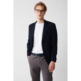 AVVA Erkek Lacivert Tek Yırtmaçlı Kapaklı Cepli Astarlı Comfort Slim Fit Ceket A32Y4022 - 48
