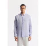 AVVA Erkek Lila Comfort Fit %100 Keten Düğmeli Yaka Gömlek B002191 - XS