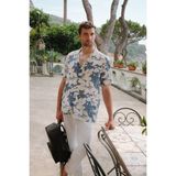AVVA Erkek Mavi Apaj Yaka Viskon Keten Karışımlı Kısa Kollu Regular Fit Gömlek A41Y2145 - XL