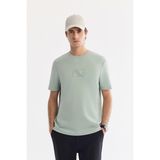 Avva Erkek Mint Yeşil Bisiklet Yaka Baskılı Bi-Stretch İnterlok Regular Fit T-shirt A61Y1054