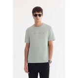 AVVA Erkek Mint Yeşil Bisiklet Yaka Baskılı Bi-Stretch İnterlok Regular Fit T-shirt A61Y1161 - XL
