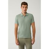 Avva Erkek Mint Yeşil Kıvrılmaz Polo Yaka %100 Pamuk Basic Regular Fit T-Shirt B001032 - XS