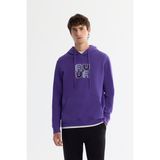 Avva Erkek Mor Kapüşonlu Pamuklu Baskılı Elastan Regular Fit Sweatshirt A42Y1324 - 2XL