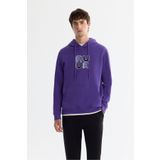Avva Erkek Mor Regular Fit Kapüşonlu Pamuklu Baskılı Elastan Sweatshirt A42Y1324