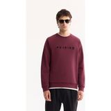 AVVA Erkek Mürdüm Bisiklet Yaka Pamuklu Bi-Stretch Baskılı Regular Fit Sweatshirt A52Y1249 - Mor