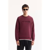 Avva Erkek Mürdüm Bisiklet Yaka Pamuklu Bi-Stretch Baskılı Regular Fit Sweatshirt A52Y1249