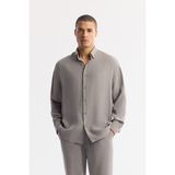 Avva Erkek Nardo Gri Alttan Britli Yaka Soft Touch Oversize Fit Gömlek A51Y2168 - 2XL