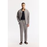 AVVA Erkek Nardo Gri Relaxed Fit Beli Lastikli Bağcıklı Soft Touch Pantolon A51y3031 - 2XL