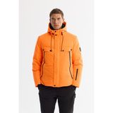 AVVA Erkek Neon Turuncu Kapüşonlu %100 Kaz Tüyü Su İtici Rüzgar Geçirmez -20 Dereceye Dayanıklı Comfort Fit Kayak Montu A42Y6123 - XL