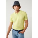 Avva Erkek Neon Yeşil 3 Düğmeli Polo Yaka Triko Regular Fit T-Shirt A41Y5067 - Neon Yeşili