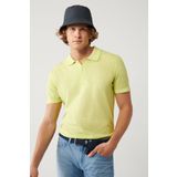 Avva Erkek Neon Yeşil 3 Düğmeli Polo Yaka Triko Regular Fit T-Shirt A41Y5067