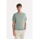 AVVA Erkek Nil Yeşili Polo Yaka Fermuarlı Rayon Karışımlı Regular Fit Triko T-Shirt A61Y5009 - XS