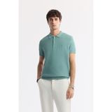 Avva Erkek Nil Yeşili Polo Yaka Viskon Karışımlı Regular Fit Triko Basic T-Shirt B005120 - 2XL