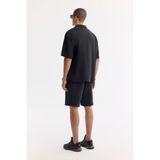 Avva Erkek Oversize Fit Siyah Apaj Yaka Soft Touch Kısa Kol Gömlek A51Y2006
