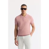 Avva Erkek Pembe Polo Yaka Viskon Karışımlı Regular Fit Triko Basic T-Shirt B005120 - 2XL