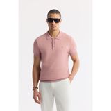 Avva Erkek Pembe Polo Yaka Viskon Karışımlı Regular Fit Triko Basic T-Shirt B005120 - XL