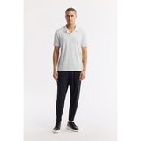Avva Erkek Regular Fit Açık Gri Apaj Yaka Jakarlı Elastan T-Shirt A51Y1069