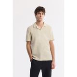 Avva Erkek Regular Fit Bej Apaj Yaka Keten Karışımlı Jakarlı T-Shirt A51Y1153