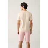 Avva Erkek Regular Fit Bej Bisiklet Yaka Soft Touch Basic T-Shirt B001171