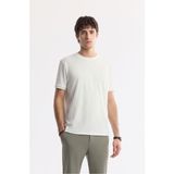 Avva Erkek Regular Fit Beyaz Bisiklet Yaka Jakarlı Elastan T-Shirt A51Y1035