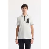 Avva Erkek Regular Fit Beyaz Polo Yaka Baskılı %100 Pamuk T-Shirt A51Y1167