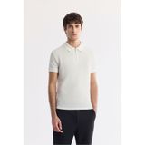Avva Erkek Regular Fit Beyaz Polo Yaka Dokulu Jakarlı T-Shirt A51Y1019