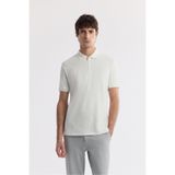 Avva Erkek Regular Fit Beyaz Polo Yaka Jakarlı Elastan T-Shirt A51Y1059