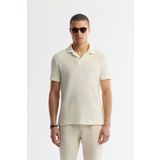 Avva Erkek Regular Fit Ekru Apaj Yaka Çizgili Pamuklu Jakarlı T-Shirt A51Y1152