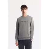 Avva Erkek Regular Fit Gri Bisiklet Yaka Baskılı Bi-Stretch İnterlok Sweatshirt A51Y1208