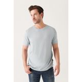 Avva Erkek Regular Fit Gri Bisiklet Yaka Soft Touch Basic T-Shirt B001171