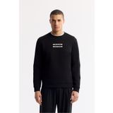 Avva Erkek Regular Fit Siyah Bisiklet Yaka Baskılı Bi-Stretch İnterlok Sweatshirt A51Y1204