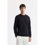 Avva Erkek Regular Fit Siyah Bisiklet Yaka Baskılı Bi-Stretch İnterlok Sweatshirt A51Y1208