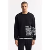 Avva Erkek Regular Fit Siyah Bisiklet Yaka Baskılı Bi-Stretch İnterlok Sweatshirt A51Y1237