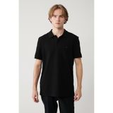 Avva Erkek Regular Fit Siyah Kıvrılmaz Polo Yaka %100 Pamuk Basic T-Shirt B001032