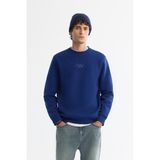 Avva Erkek Saks Bisiklet Yaka Pamuklu Şardonlu Baskılı Regular Fit Sweatshirt B001033