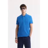 Avva Erkek Saks Kıvrılmaz Polo Yaka %100 Pamuk Basic Regular Fit T-Shirt B001032