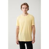 Avva Erkek Sarı Bisiklet Yaka Bi-Stretch Soft Touch Basic Regular Fit T-Shirt B001031 - XL