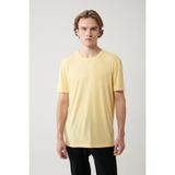 Avva Erkek Sarı Bisiklet Yaka Bi-Stretch Soft Touch Basic Regular Fit T-Shirt B001031 - XXL