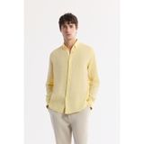 AVVA Erkek Sarı Comfort Fit %100 Keten Düğmeli Yaka Gömlek B002191 - Sarı - Sarı - 2XL