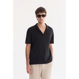 AVVA Erkek Siyah Apaj Yaka Kolay Ütülenen Comfort Fit T-Shirt A61Y1013 - XL
