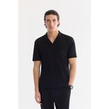 Avva Erkek Siyah Apaj Yaka Kolay Ütülenen Regular Fit T-Shirt A61Y1083