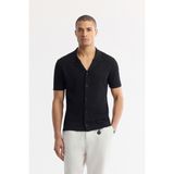 Avva Erkek Siyah Apaj Yaka Pamuklu Triko Regular Fit T-Shirt A51Y5090 - XL