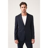 AVVA Erkek Siyah Astarsız Esnek Kumaş Çift Yırtmaçlı Comfort Slim Fit Ceket A31Y4003 - 46