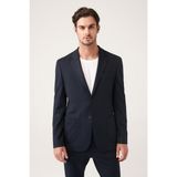 AVVA Erkek Siyah Astarsız Esnek Kumaş Çift Yırtmaçlı Comfort Slim Fit Ceket A31Y4003 - 48