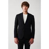 AVVA Erkek Siyah Bi-Stretch Astarsız Çift Yırtmaçlı Comfort Slim Fit Ceket A31Y4004 - 48