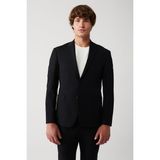 AVVA Erkek Siyah Bi-Stretch Astarsız Çift Yırtmaçlı Comfort Slim Fit Ceket A31Y4004 - 50