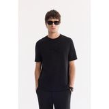 Avva Erkek Siyah Bisiklet Yaka Baskılı Bi-Stretch İnterlok Regular Fit T-shirt A61Y1054