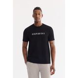 AVVA Erkek Siyah Bisiklet Yaka Baskılı Bi-Stretch İnterlok Regular Fit T-shirt A61Y1061 - XL