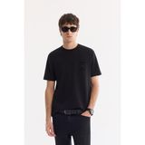 AVVA Erkek Siyah Bisiklet Yaka Baskılı Bi-Stretch İnterlok Regular Fit T-shirt A61Y1067 - M